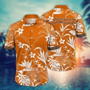 Texas Longhorns White Floral Hawaiian Shirt
