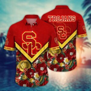 USC Trojans Flowered Aloha Hawaiian Shirt
