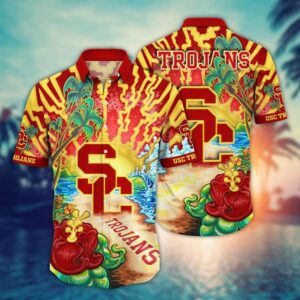 USC Trojans Thunder Strike Beach Palm Tree Hawaiian Shirt