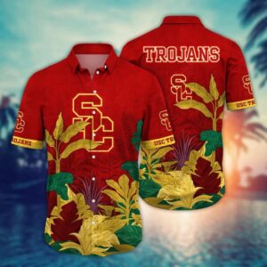 USC Trojans Tropical Leaf Hawaiian Shirt