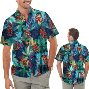 USC Trojans Tropical Leaf Jungle Aloha Hawaiian Shirt