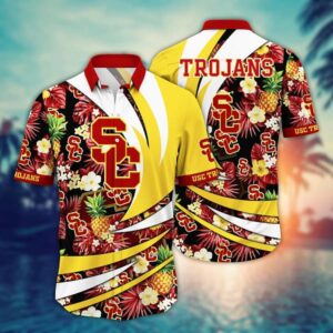 USC Trojans Tropical Pineapple Flowers Hawaiian Shirt