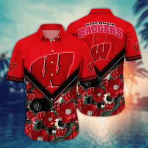 Wisconsin Badgers Blossom Aloha Hawaiian Shirt