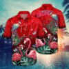 Wisconsin Badgers Flamingo Couple Aloha Hawaiian Shirt